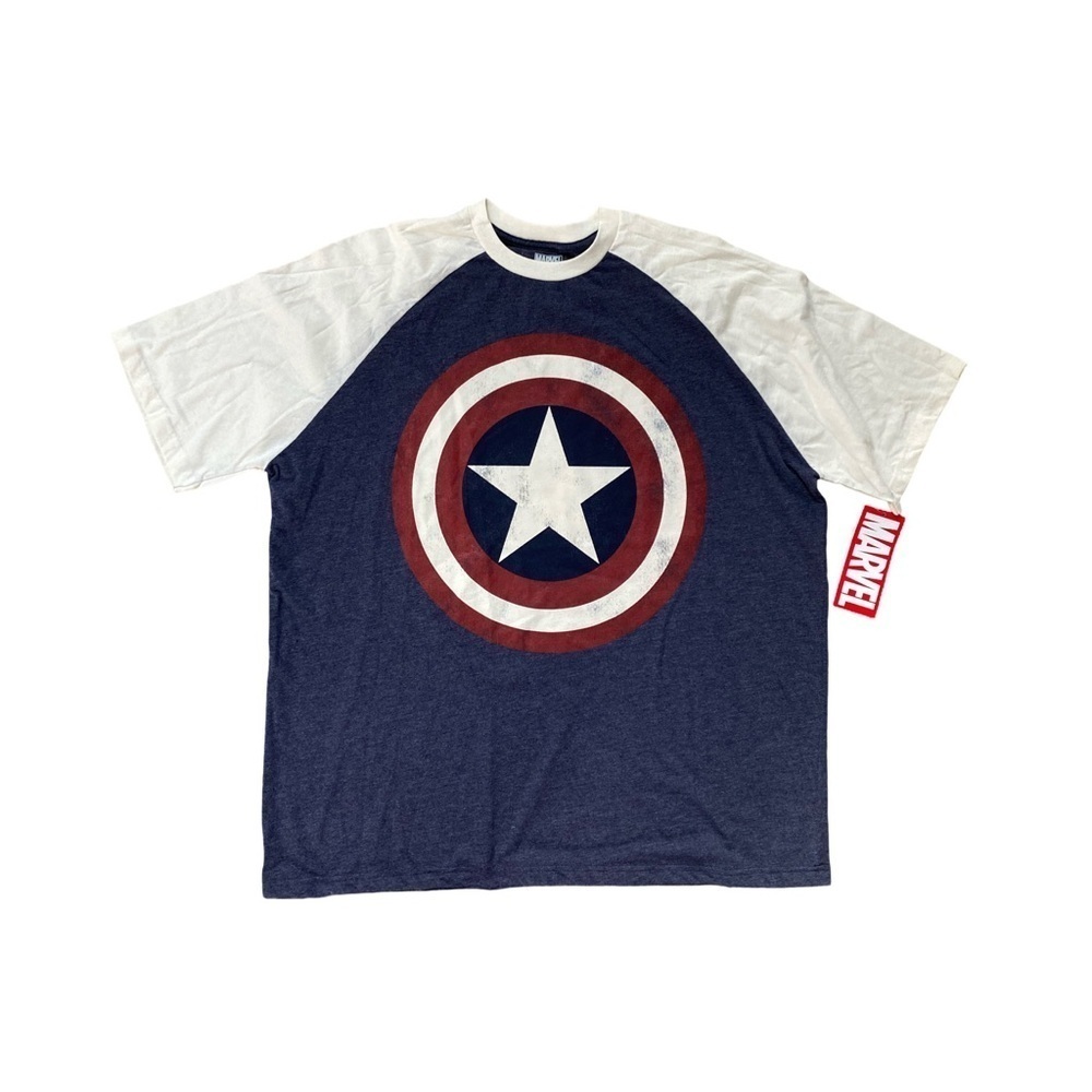 Marvel Captain America Blue Men's Graphic T-Shirt NWT Size 2XL